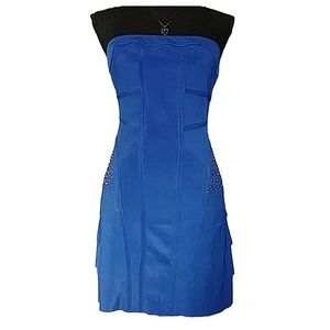 Love Point Blue With Side Sparkle Strapless Dress